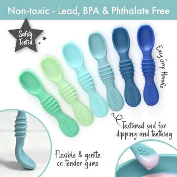 PrimaStella Silicone Chew Spoon Set for Babies and Toddlers - Safety Tested - BPA Free - Microwave, ...
