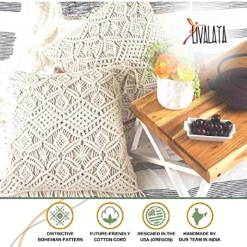 LIVALAYA Macrame Pillow Covers Stylish & Sustainable 18 Inch