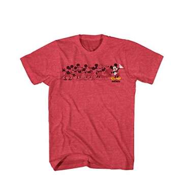 Mickey Mouse Music Evolution Graphic Tee Classic Vintage Disneyland Mens Adult T-Shirt Red Heather L...