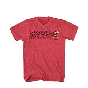 Mickey Mouse Music Evolution Graphic Tee Classic Vintage Disneyland Mens Adult T-Shirt Red Heather L...