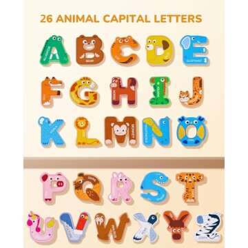 JoyCat Magnetic Letters for Toddlers - Cute ABC Fridge Magnets with Animals
