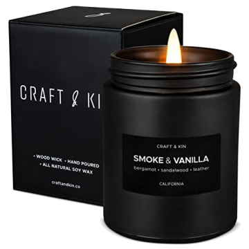 Premium Smoke & Vanilla Candle | Scented Candles for Men | Soy Candle | Fall Candles for Home Scente...