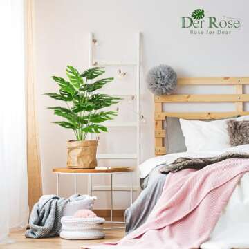Der Rose 28" Fake Plants Tall Artificial Monstera Faux Plants in Pot for Home Farmhouse Bedroom Living Room Decor Indoor