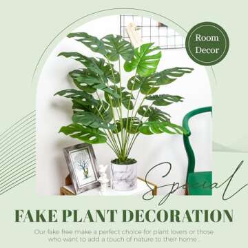 Der Rose 28" Fake Plants Tall Artificial Monstera Faux Plants in Pot for Home Farmhouse Bedroom Living Room Decor Indoor