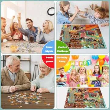 TangMosaic Puzzle for Adults 1000 Pieces, Jigsaw Puzzle Challenging Night Game, Windowsill Cat Puzzles No Dust, Home Decoration, Family Puzzle for Adults, Party Toy for Men Women Parents Kids