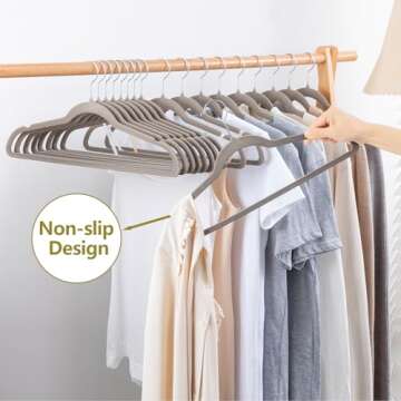 ELONG HOME Velvet Hangers - 50 Pack Non-Slip Slim Design