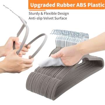 ELONG HOME Velvet Hangers - 50 Pack Non-Slip Slim Design