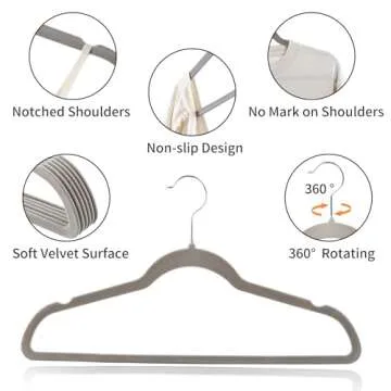 ELONG HOME Velvet Hangers - 50 Pack Non-Slip Slim Design
