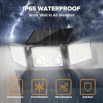 UME Solar Outdoor Lights 3000 Lumen 7000K, 152 LED Super Bright Motion Sensor Outdoor Lights with 2 Sensors, IP65 Waterproof 270 Wide Angle Solar Flood Lights with 3 Modes for Garden Pation