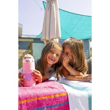 Ello Ellies 12oz Vacuum Insulated Stainless Steel Kids Water Bottle with Straw and Built-in Carrying Handle and Leak-Proof Locking Lid for School Backpack, Lunchbox and Outdoor Sports, Unicorn