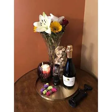 IVAILEX Gold Stainless Steel Round Jewelry and Make up Organiser/Candle Plate Decorative Tray (12.6 inches)