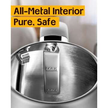 Hazel Quinn Retro Electric Kettle - 1.7 Liters / 57.5 Ounces Tea Kettle with Thermometer, All Stainless Steel, Fast Boiling 1200 W, BPA-free, Cordless, Rotational Base, Automatic Shut Off - Space Gray