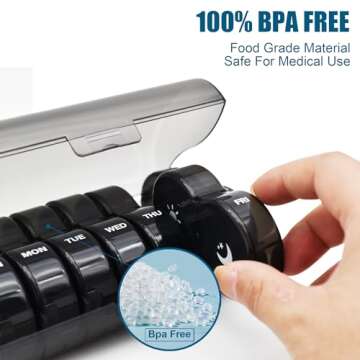 Weekly Pill Organizer, Large 7 Day Pill Case, Daily Vitamin Case Medicine Box, AM/PM Pill Containers...