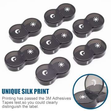 Weekly Pill Organizer, Large 7 Day Pill Case, Daily Vitamin Case Medicine Box, AM/PM Pill Containers for Medicine Supplements Fish Oil (Black)