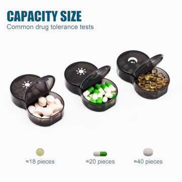 Weekly Pill Organizer, Large 7 Day Pill Case, Daily Vitamin Case Medicine Box, AM/PM Pill Containers for Medicine Supplements Fish Oil (Black)
