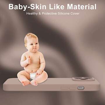 DEENAKIN Compatible with iPhone 14 Pro Case with Screen Protector - Silky Silicone - Enhanced Camera Cover - 16ft Drop Tested - Slim Fit Protective Phone Case for Women Girls 6.1" - Light Brown