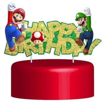 Mario Cake & Cupcake Toppers - Birthday Party Supplies for Mario Party Decoration