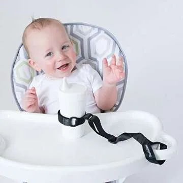 BooginHead SippiGrip Sippy Cup Strap & Baby Bottle Holder, Black & Chevron , 3 Count (Pack of 1)