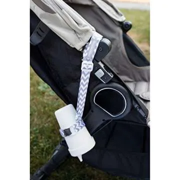 BooginHead SippiGrip Sippy Cup Strap & Baby Bottle Holder, Black & Chevron , 3 Count (Pack of 1)