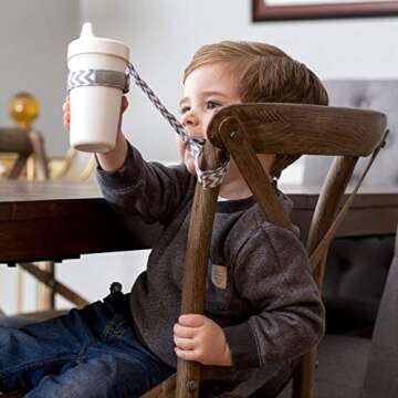 BooginHead SippiGrip Sippy Cup Strap & Baby Bottle Holder, Black & Chevron , 3 Count (Pack of 1)