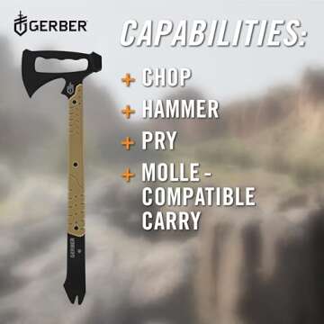 Gerber Downrange Tactical Tomahawk Multitool Axe with Sheath