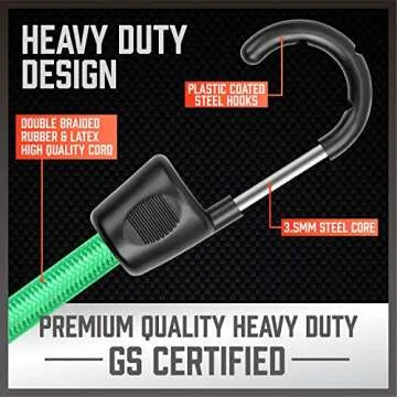 HORUSDY 31-Piece Premium Bungee Cords Assortment Jar, Includes 10”,18”,24”,32”,40” Bungee Cords, 6“ Zip Ties, 8”Canopy/Tarp Ball Ties and Crocodile Mouth Tarp Clips