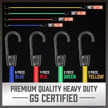 HORUSDY 31-Piece Premium Bungee Cords Assortment Jar, Includes 10”,18”,24”,32”,40” Bungee Cords, 6“ Zip Ties, 8”Canopy/Tarp Ball Ties and Crocodile Mouth Tarp Clips