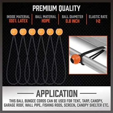 HORUSDY 31-Piece Premium Bungee Cords Assortment Jar, Includes 10”,18”,24”,32”,40” Bungee Cords, 6“ Zip Ties, 8”Canopy/Tarp Ball Ties and Crocodile Mouth Tarp Clips