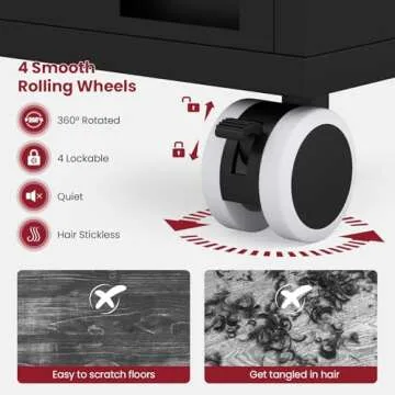 Giantex Salon Cart for Hair Stylists, Lockable Wood Trolley Cart on Wheels, 3-Drawer Storage Cabinet, Side Tool Tray, Hair Dryer Holders, Rolling Salon Station for Beauty Spa Barber Tattoo