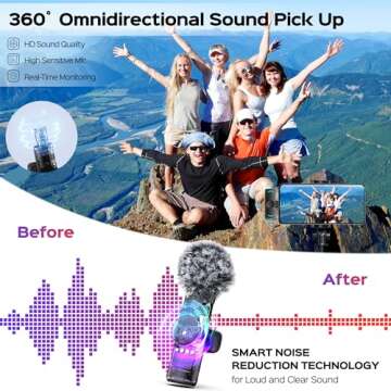 CHRIMEFLAME 2 Packs Wireless Lavalier Microphone for iPhone 15/iPad/Android/Phone/PC/Laptop, Plug-Pl...