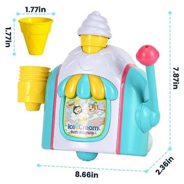 Bath Toys for Toddlers Ages 3-5,Ice Cream Foam Maker Bathtub Toy with Snap Buttons Not Fall,Bathtub Bubble Machine Pretend Cake Play Set for Kids Boys Girls 2 3 4 5 Years Old