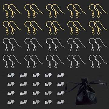 925 Sterling Silver Gold Earring Hooks 40pcs Hypoallergenic Earrings Fish Hooks with 40pcs Earring B...
