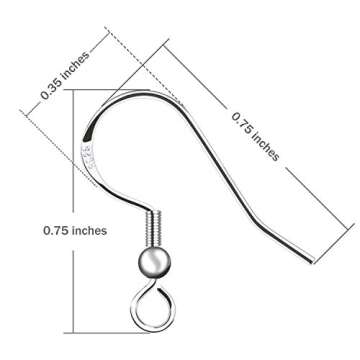 925 Sterling Silver Gold Earring Hooks for Jewelry Making