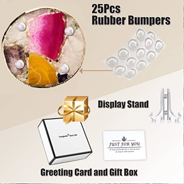 Rainbow Agate Coasters Set of 4 with Gold Edge