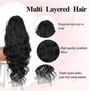 Earfodo 24 Inch Wavy Ponytail Extension for Women