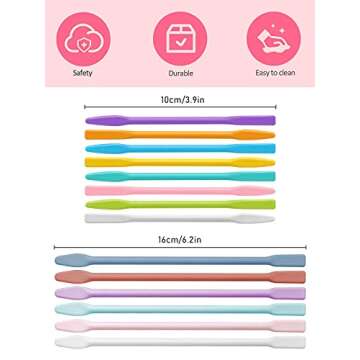 14PCS Silicone Stir Sticks, EBANKU Colorful Facial Mask Stir Sticks Stirring Rods for Cosmetic Reusa...