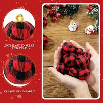 Christmas Plaid Ball Ornaments - 32 Piece Holiday Set
