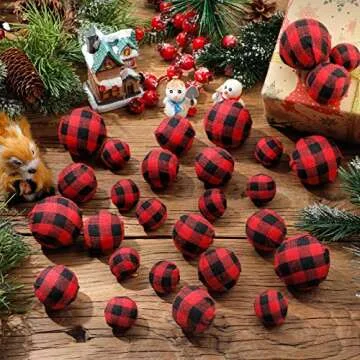 Christmas Plaid Ball Ornaments - 32 Piece Holiday Set