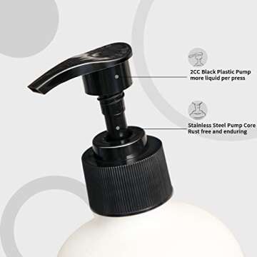 MOMEEMO Soap Dispenser Bathroom Set, Contains Soap Dispenser and Lotion Dispenser. Glass Soap Dispenser Suitable for Farmhouse Bathroom Accessories, Black and White Bathroom Decor.