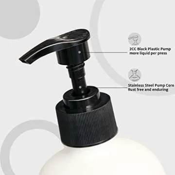 MOMEEMO Soap Dispenser Bathroom Set, Contains Soap Dispenser and Lotion Dispenser. Glass Soap Dispenser Suitable for Farmhouse Bathroom Accessories, Black and White Bathroom Decor.
