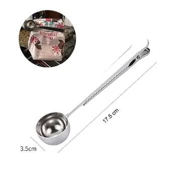Coffee Scoop Clip Stainless Steel Tablespoon Coffee Spoon With long handle Multifunction Sealing Bag...