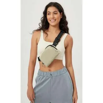 ODODOS Unisex Mini Belt Bag with Adjustable Strap Small Fanny Pack for Workout Running Traveling Hiking, Khaki