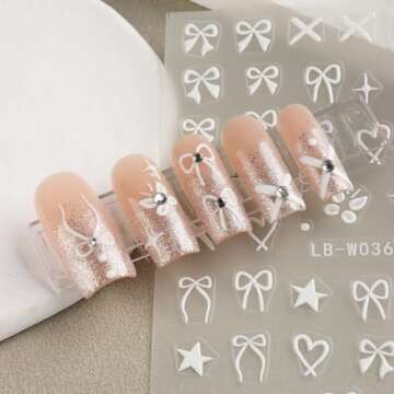 Heart Bows Nail Art Stickers Heart Bows Nail Decals Black White Red Pink Bow Tie Nail Design Stickers for Nail Art Supplies Valentines Nail Stickers for Women Girls DIY Acrylic Nails Decoration