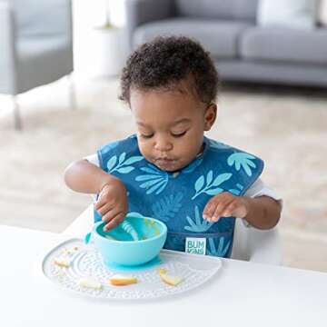 Bumkins Baby Silicone Sensory Placemat for Baby Led Weaning, Marble