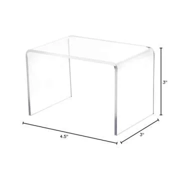 Plymor Clear Acrylic Rectangular Display Riser for Collectibles, 3" H x 4.5" W x 3" D