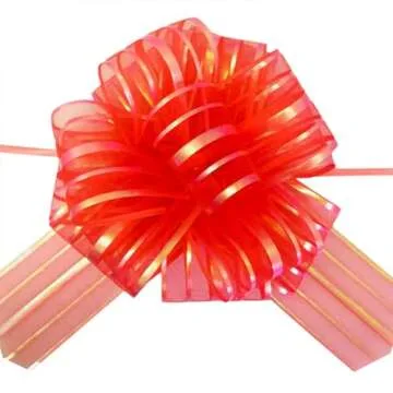 OZXCHIXU 20 Pieces Large Organza Pull Bows Gifts Wrapping Bows for Christmas Easter Gift Baskets, Wedding Party Decor, 6 Inches Diameter(Red)