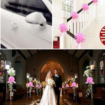 OZXCHIXU 20 Pieces Large Organza Pull Bows Gifts Wrapping Bows for Christmas Easter Gift Baskets, Wedding Party Decor, 6 Inches Diameter(Red)