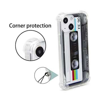 FAteamll Case for iPhone 13 Mini, Matte Finish Heavy Duty Soft Back Cover with Reinforced Corners TPU Soft Bumper Retro Cassette Tape Case Compatible with iPhone 13 Mini 5.4 Inch