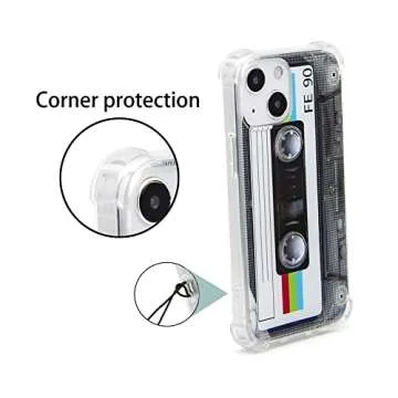 FAteamll Case for iPhone 13 Mini, Matte Finish Heavy Duty Soft Back Cover with Reinforced Corners TPU Soft Bumper Retro Cassette Tape Case Compatible with iPhone 13 Mini 5.4 Inch