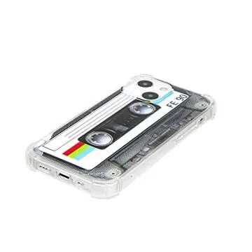 FAteamll Case for iPhone 13 Mini, Matte Finish Heavy Duty Soft Back Cover with Reinforced Corners TPU Soft Bumper Retro Cassette Tape Case Compatible with iPhone 13 Mini 5.4 Inch